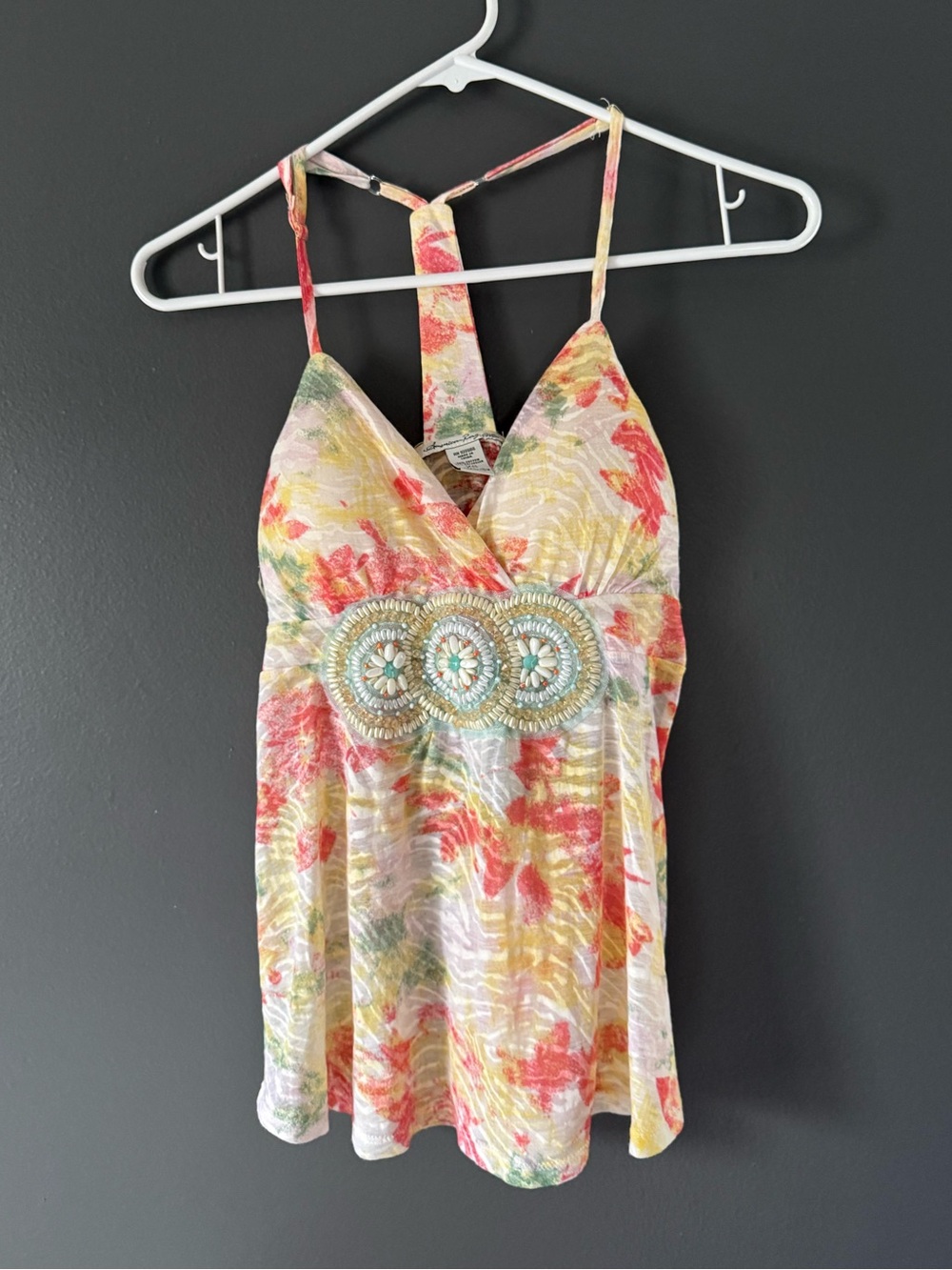 1990s Vintage American Rag Pastel Floral halter top